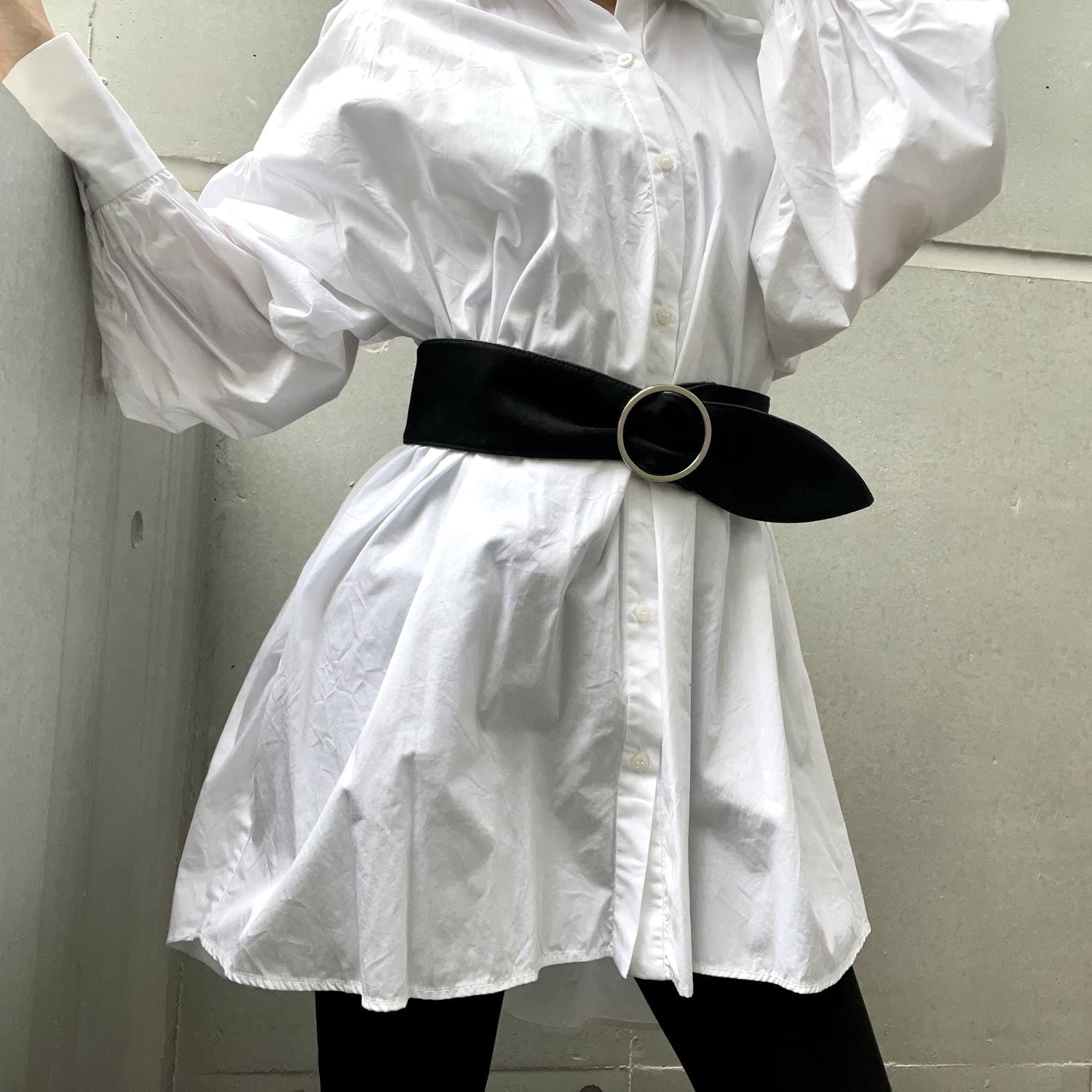 belllabell 牛革 ヌバック レザー サッシュ ベルト リングバックル 太ベルト 50ｍｍ幅(rl-sash4)